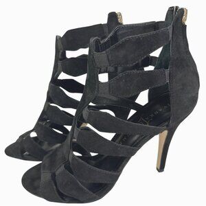 Ivanka Trump Marjory Black Open Toe Caged Booties - Marjory Stretch High-Heel 9M